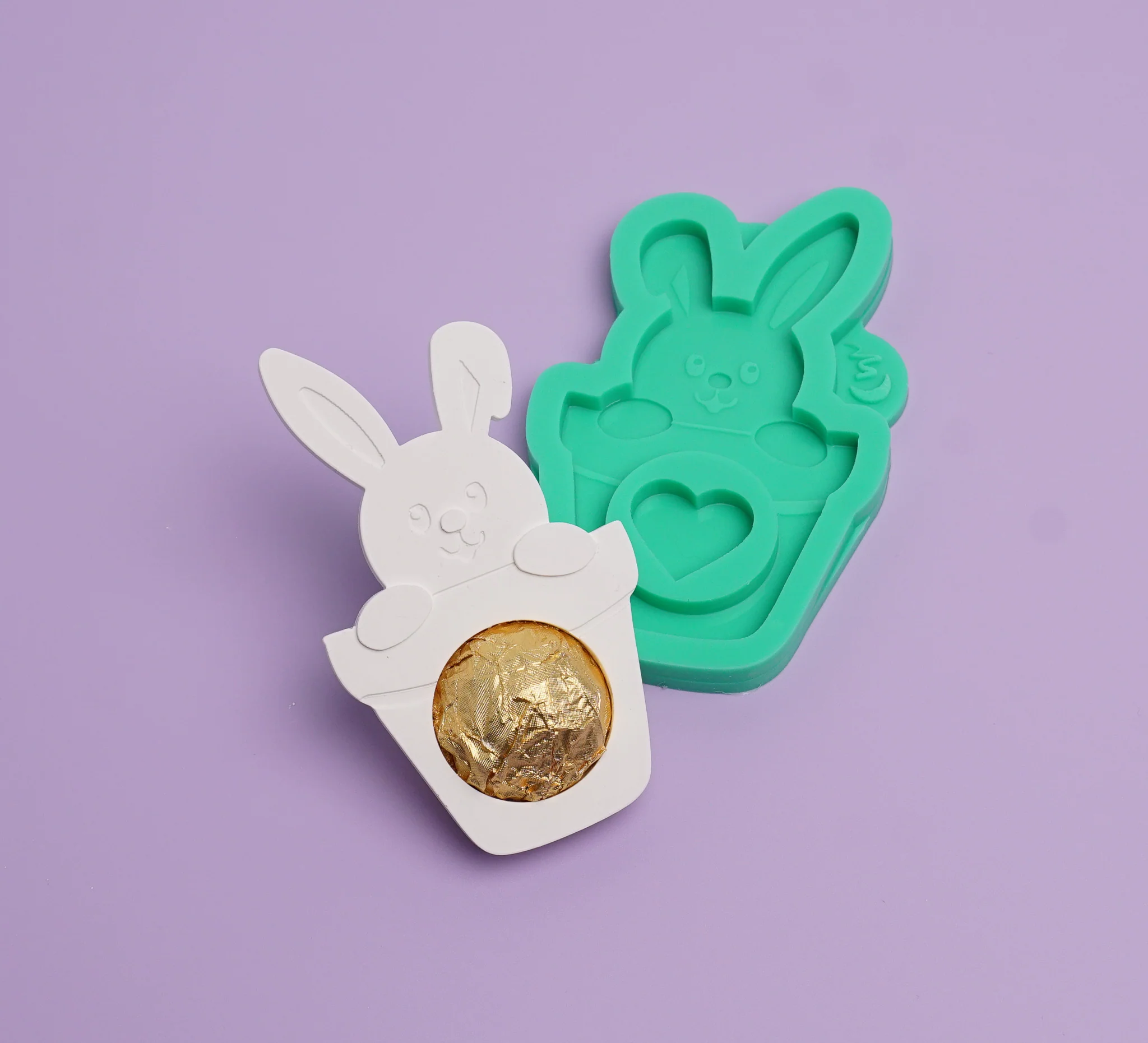 Silikonform Hase in Blumentopf und Hase im Ei Sparset für Schokokugel - Image 4