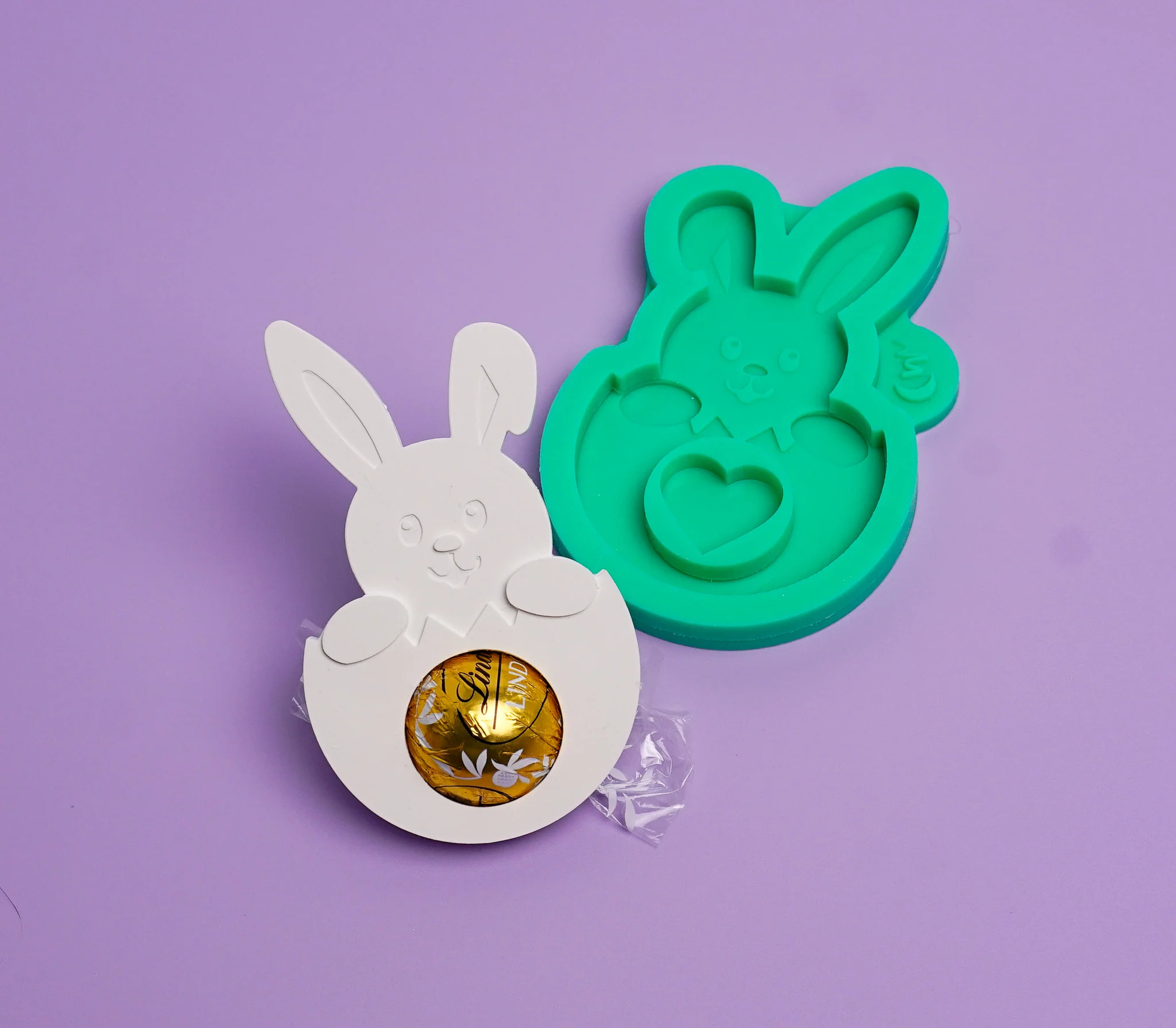 Silikonform Hase in Blumentopf und Hase im Ei Sparset für Schokokugel - Image 3